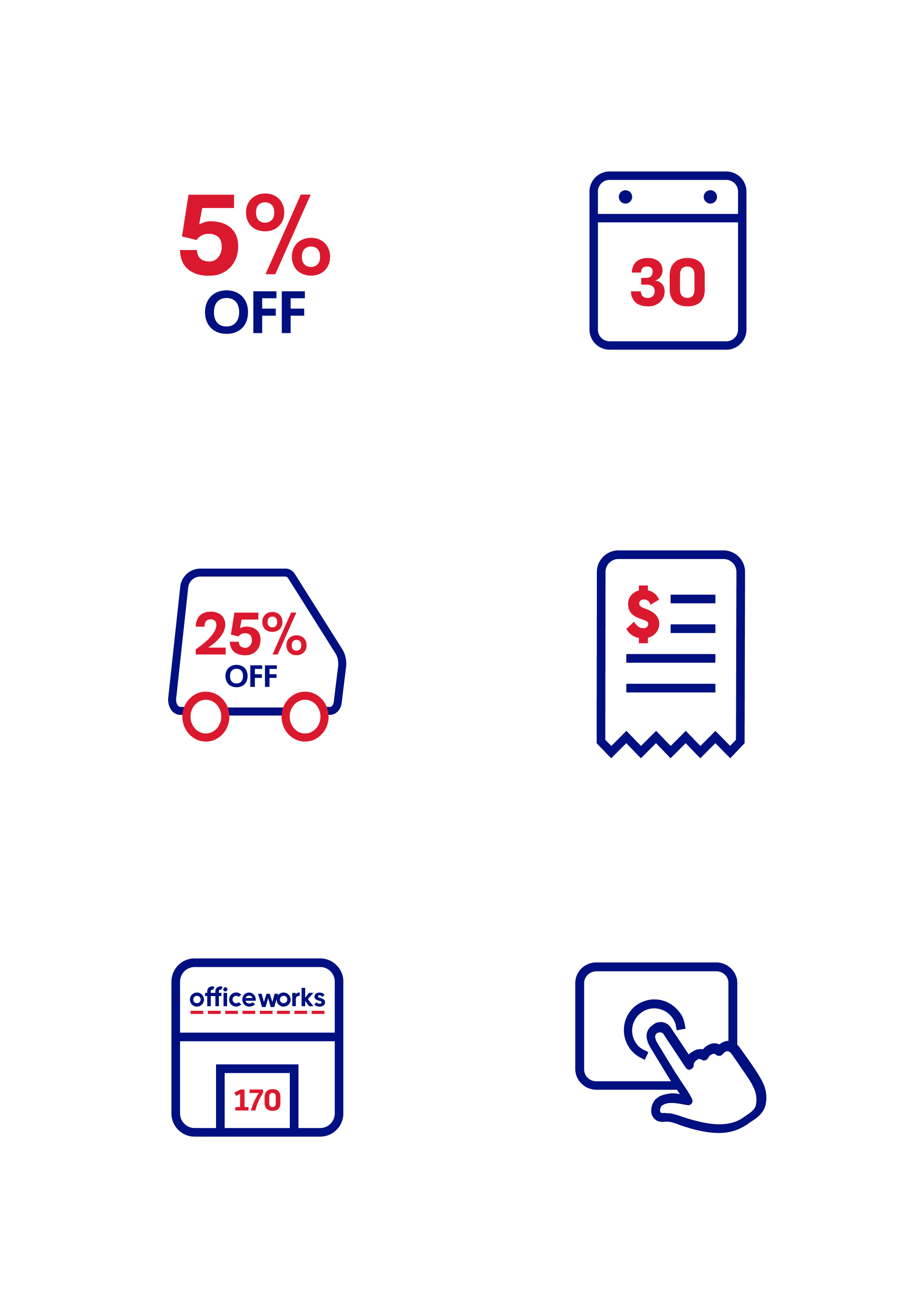 Officeworks B2B design system icon set — second collection