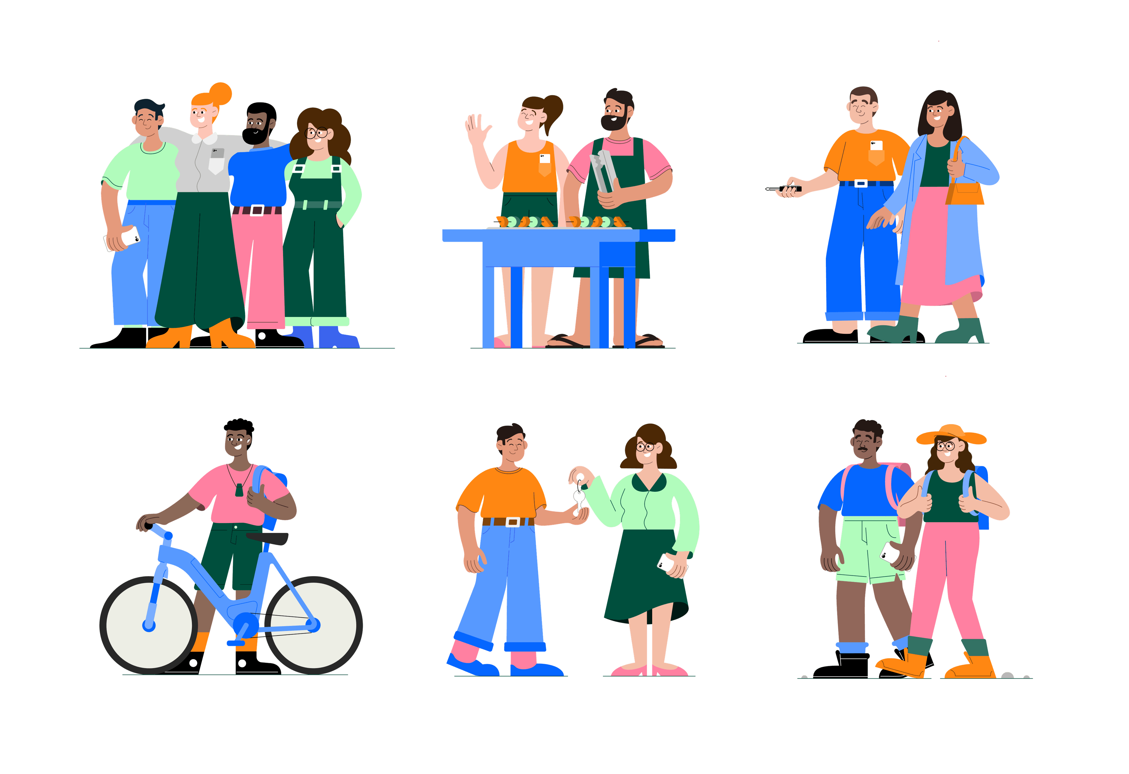 Open Insurance — Huddle brand character illustrations