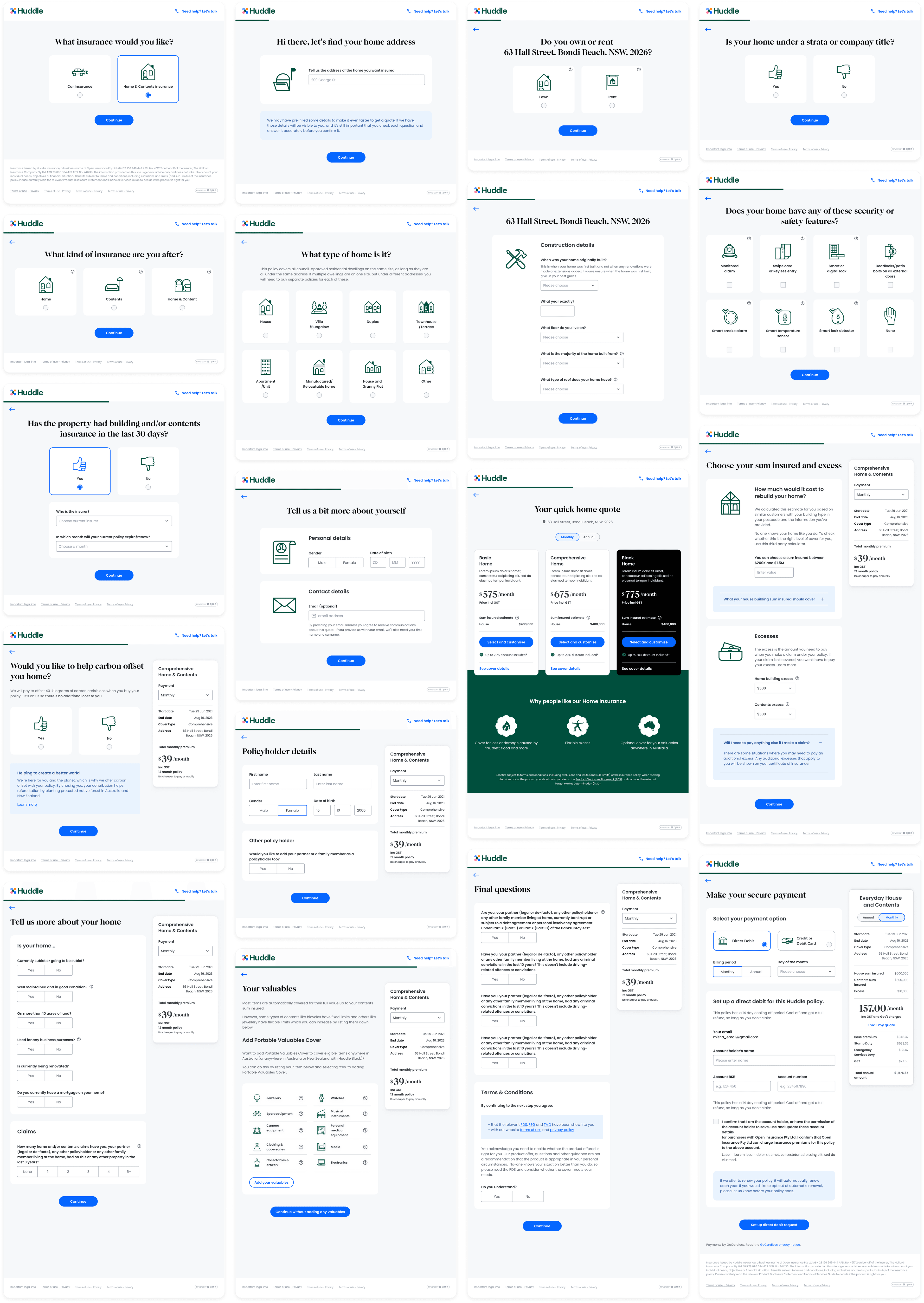 Open Insurance — Huddle full user flow diagram