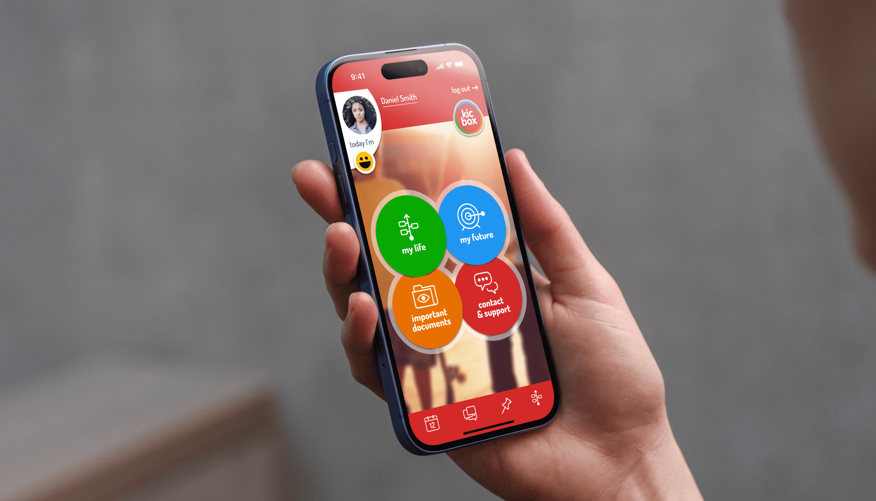 kicbox app on iPhone — home screen showing saved documents and memories