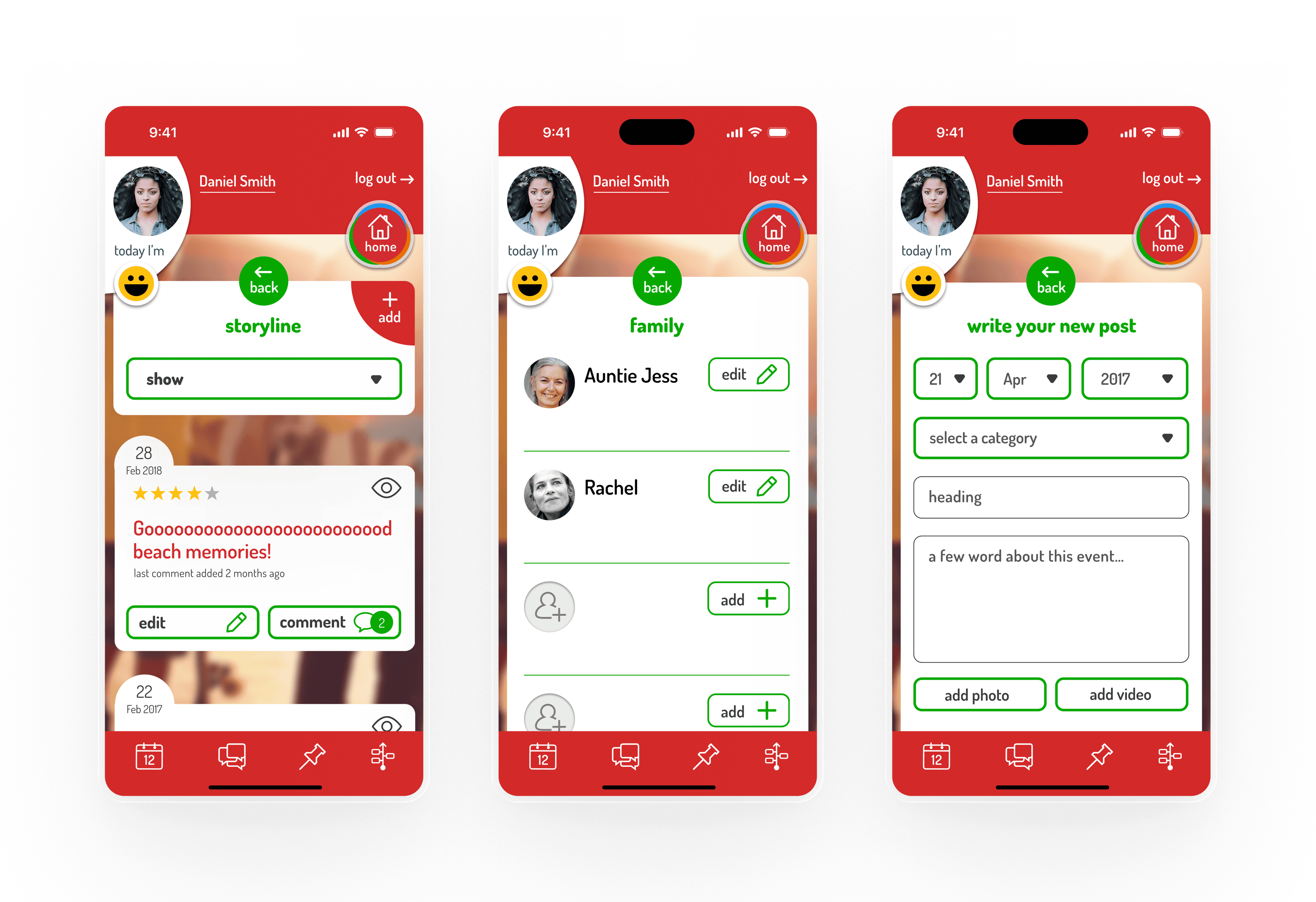 kicbox app — memories and photo collection screen