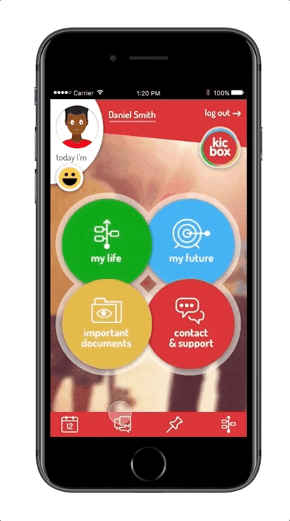 kicbox — animated app UI transitions and micro-interactions